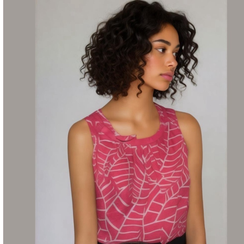 Tory Burch Pink Leaf-Print Tank Top